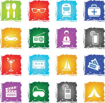 travel vector web icons in grunge style for user interface design