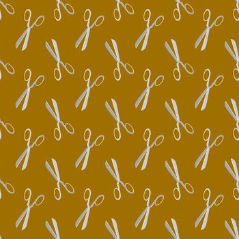 Scissors Seamless Pattern Isolated on Orange Background. Barber Symbol