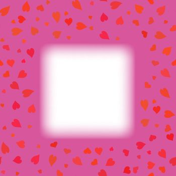 Red Heart Frame on Pink Background. Symbol of Valentines Day