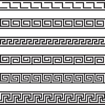 Set of six illustrated decorative borders made of geometrical black elements
