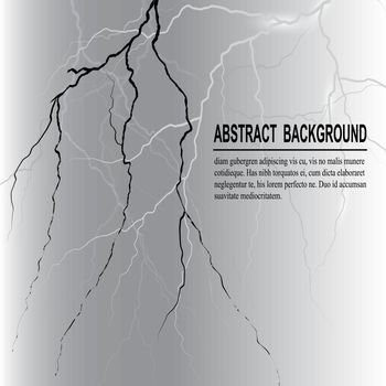 Realistic vector lightning on dark background. Bright, electric lightning.