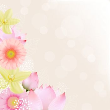 Flowers Border With Gradient Mesh, Vector Illustration