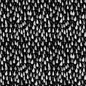 Seamless illustrated pattern made hand drawn rain drops in grey and black