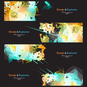 Streaks and explosion creative pattern banner collection