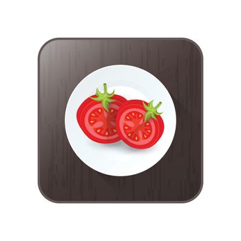 dissect tomato icon vector on button
