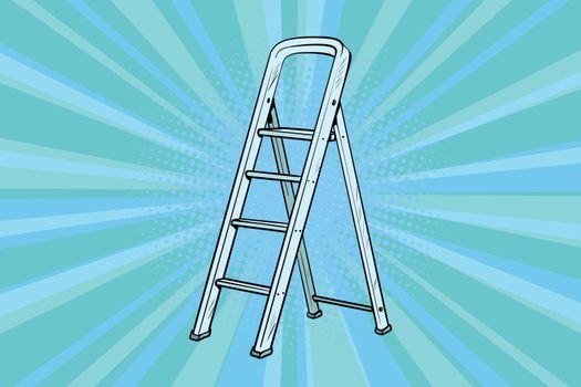 Aluminum ladder for repairs in the house. Pop art retro comic book vector illustration