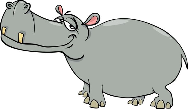 Cartoon Illustration of Hippopotamus Wild Animal Character