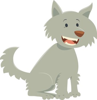 Cartoon Illustration of Cute Grey Wolf Animal Character