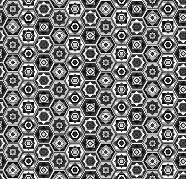 Seamless gray and white pattern with hexagons