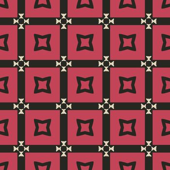 Seamless illustrated pattern made of abstract elements in beige,pink and black