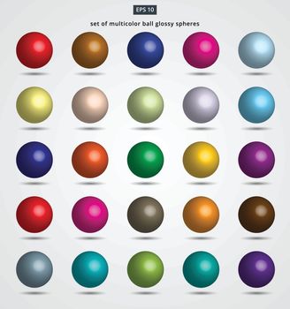 set of multicolor ball glossy spheres Vector illustration for design