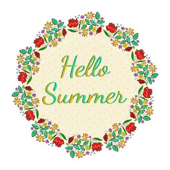 Hello Summer Card, beautiful floral card with hello summer text