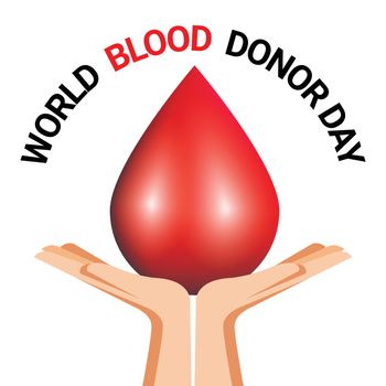 Hand Holding blood drop for World Blood Donor Day poster