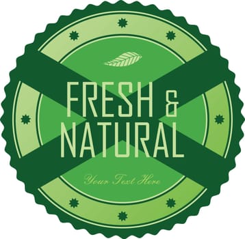 fresh eco friendly green theme label vector art illustration