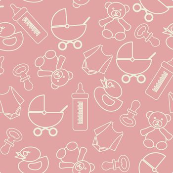  Pattern of baby shower elements, cute background vector illustration