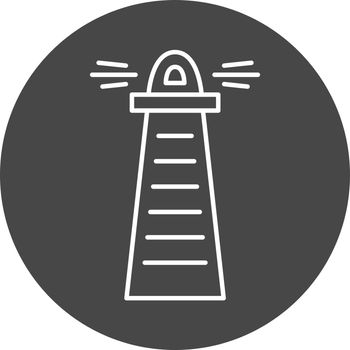 White outline lighthouse icon on gray background