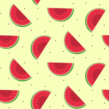 Seamless pattern with sliced watermelon with seeds, summer fruit pattern