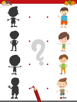 Cartoon Illustration of Join the Shadow with Boy Character Educational Activity for Children