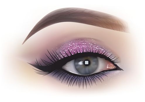 Fashion Woman Eye Makeup - Detailed Realistic Illustration, Vector