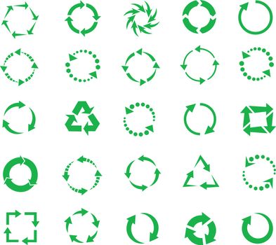 green circle arrows of pictogram refresh reload rotation loop recycling, signs-symbol. vector set