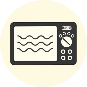 Flat gray monochrome microwave oven icon, kitchen equipment, appliance vector symbol