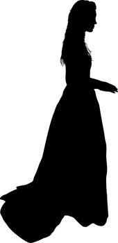 Beautiful fashion girl silhouette on a white background.