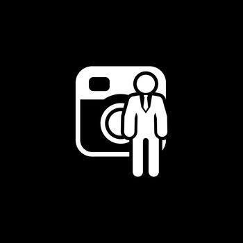 Business in Social Network Icon with Man and Photo Camera. Isolated Illustration