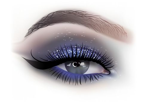Fashion Woman Eye Makeup - Detailed Illustration, Vector