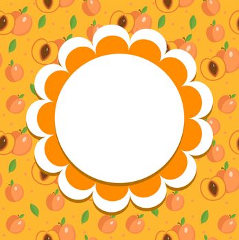 Peach label, wrapper template for your design. Fruit frame with space for text. Vector illustration