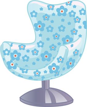 Original designer armchair. Elegant furniture with unusual floral pattern isolated on white background. Vector