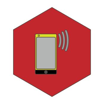 Simple flat color cellphone icon vector