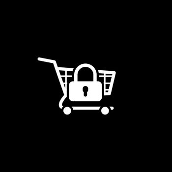 Secure Shopping Icon. Flat Design. Business Concept. Isolated Illustration
