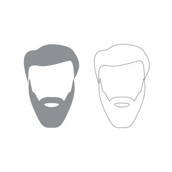 Head with beard and hair it is grey set icon .