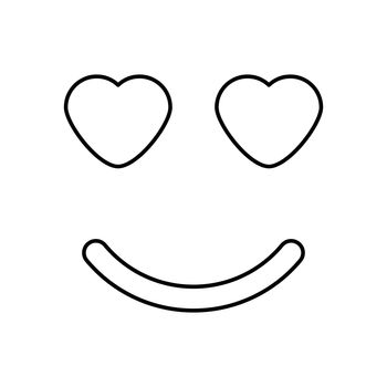 Smile with heart eyes it is black color icon .