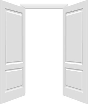 White Open Doors With Gradient Mesh, Vector Illustration