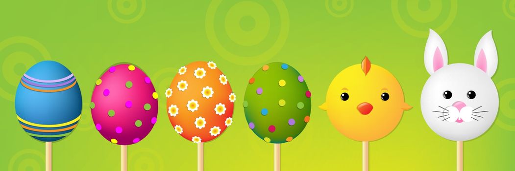 Easter Header With Gradient Mesh, Vector Illustration