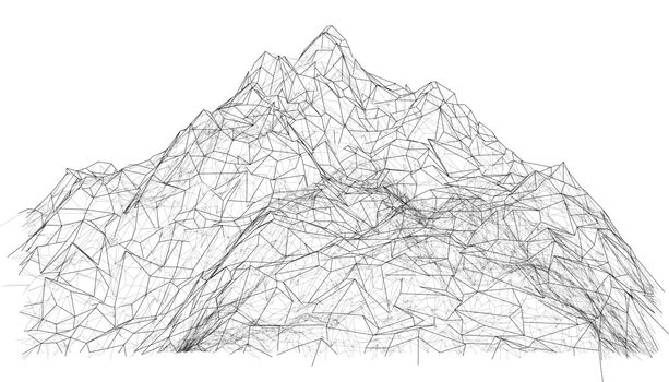 Wireframe polygonal landscape. 3D Vector Illustration. EPS 10