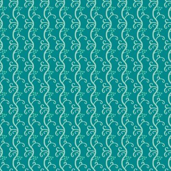 Seamless illustrated pattern made of abstract turquoise elements on darker turquoise