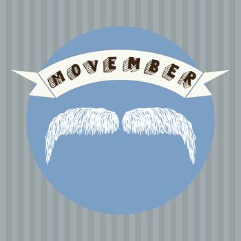 vector illustration of a hand drawn mustache on a vintage background