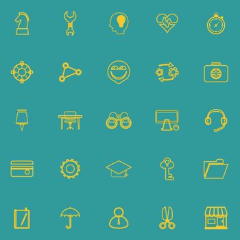 Human resource line icons yellow color, stock vector