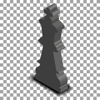 Photo realistic black king chess piece. 3D isometric style, vector illustration.