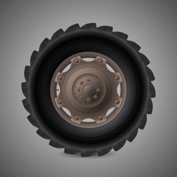 Realistic tractor wheel with nuts and bolts