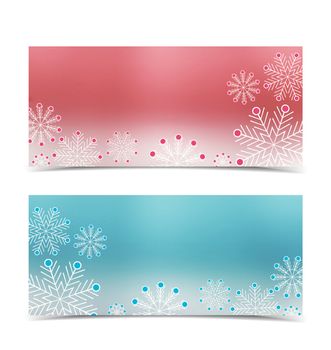 Vector illustration of falling snowflakes. Christmas banners with snow