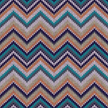 Knit Vector Seamless Pattern. Fashion Blue Green Orange White Gray Yellow Color Swatch