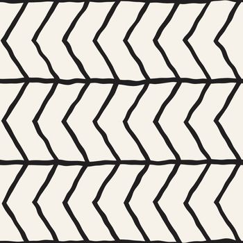 Hand drawn style seamless pattern. Abstract geometric tiling background in black and white. Vector stylish doodle line lattice