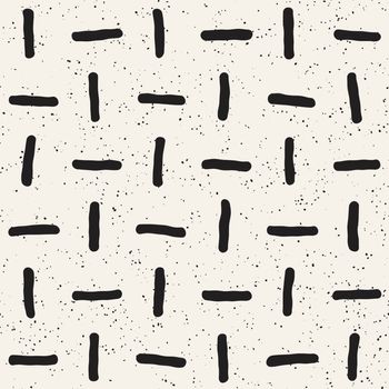 Hand drawn style ethnic seamless pattern. Abstract geometric tiling background in black and white. Vector vintage freehand doodle texture.