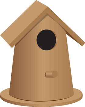 The wooden bird house of the oval form