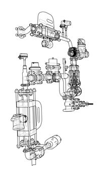 Sketch industrial equipment. EPS 10 vector format. Vector rendering of 3d
