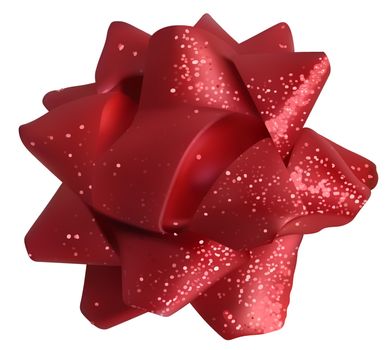 Red Glitter Bow - Luxury Material with Twinkle Effect, Vector Illustration