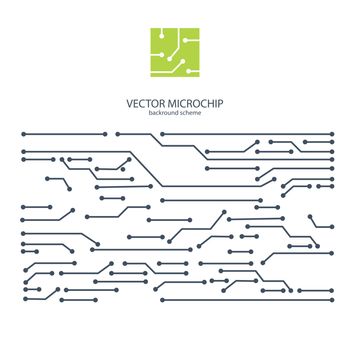 Vector Microchip background. Computer electronic elements. Integrated computing illustration